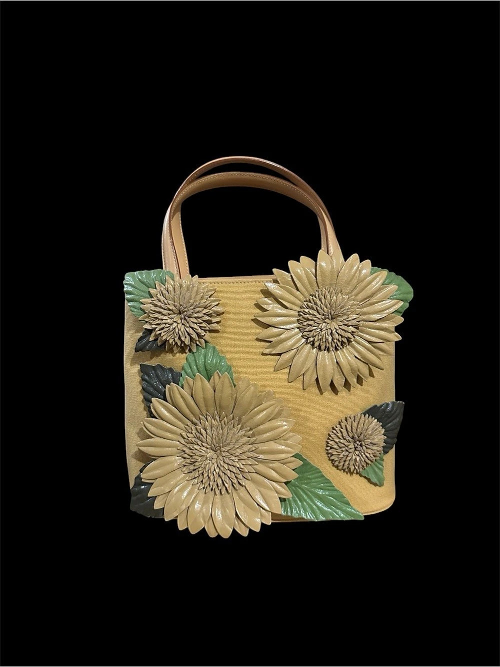 Salvatore Ferragamo Yellow Sunflower Appliqué Leather
Tote